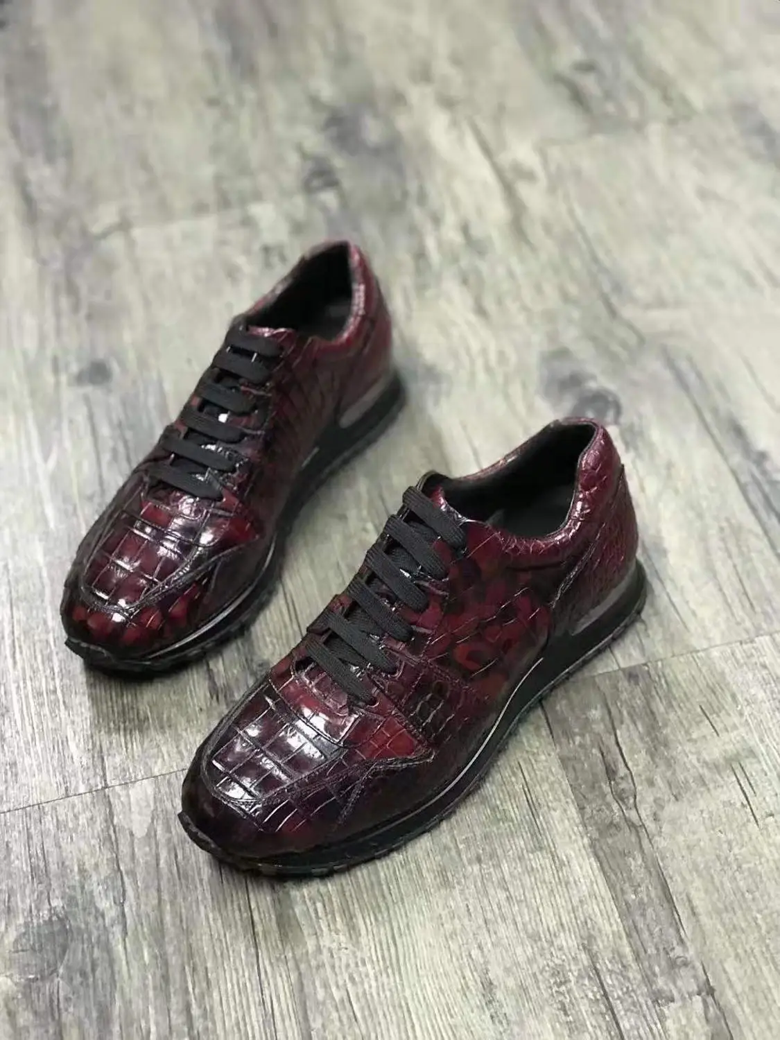 

Luxury quality Newly production Genuine real crocodile belly skin mixed color men fashion leisure shoe with cow skin shoe base