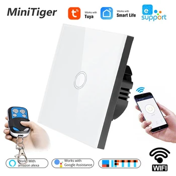 

EU Standard Tuya/Smart Life/ewelink 1/2/3 Gang 1 Way WiFi RF Wall Light Touch Switch for Google Home Amazon Alexa Voice Control