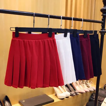 

XS-XXL Four Colors High Waist A-Line Women Skirt Striped Stitching Sailor Pleated Skirt Elastic Waist Sweet Girls Dance Skirt