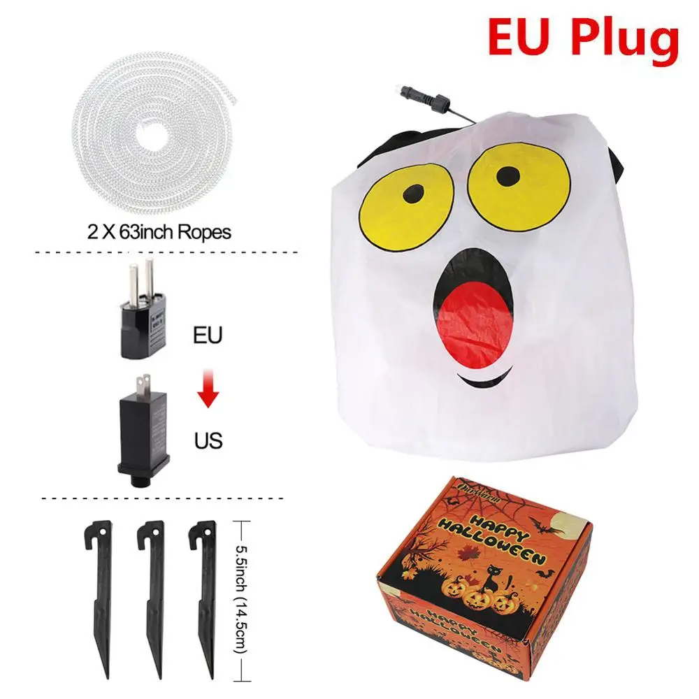 B EU Plug OurWarm украшения-ужастики для хеллоуина реквизит висящий призрак фото стенд Светодиодный Надувные игрушки приведение в виде тыквы привидениями дом поставки - Цвет: B EU Plug