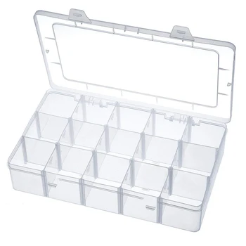 

15 Grids Adjustable Plastic Jewelry Beads Pills Nail Tips Storage Box Case Container Organizer Container Home Supplies