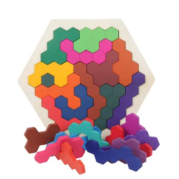 

Kids 3D Wooden Puzzles Toy Children Geometry Tangrams Honeycomb Logic Puzzles IQ Brain Training Desktop Games Educational Toys