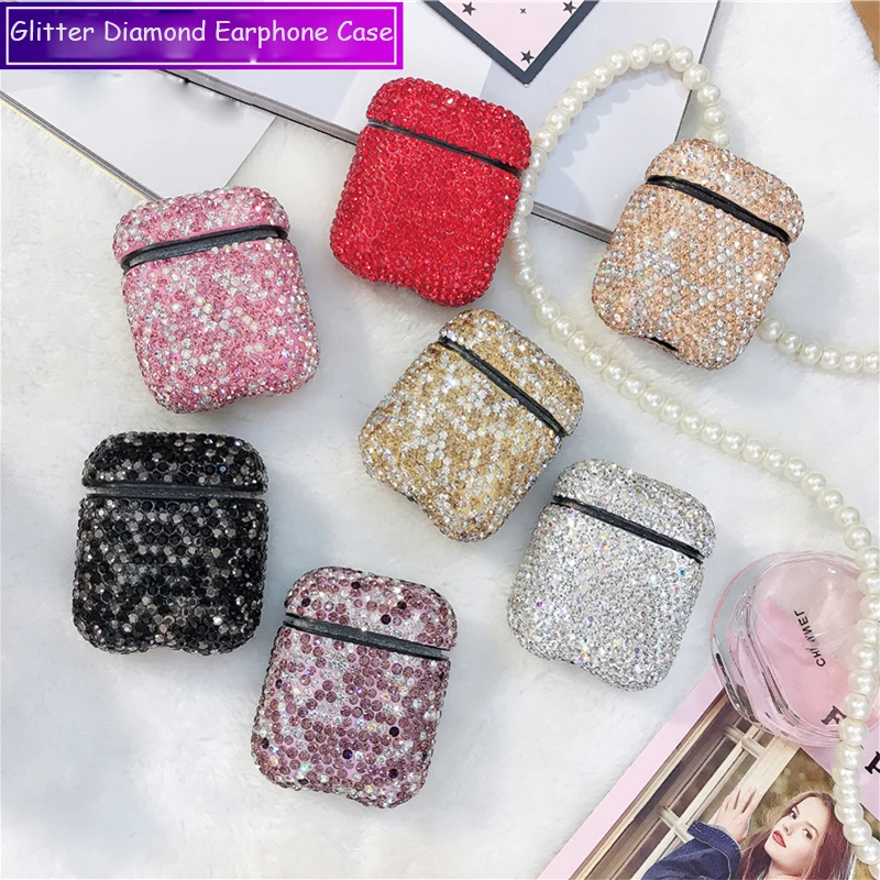 

Bling Rhinestone Bag For Apple Airpods1 2 Bluetooth Wireless Earphone Girly Shiny Diamond Cover For AirPods1 2 Charging Box Case