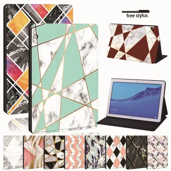 

For Huawei MediaPad T3 8.0 /T3 10 9.6 /T5 10 10.1 - Printed Leather Tablet Stand Folio Cover Case For Honor Play Pad