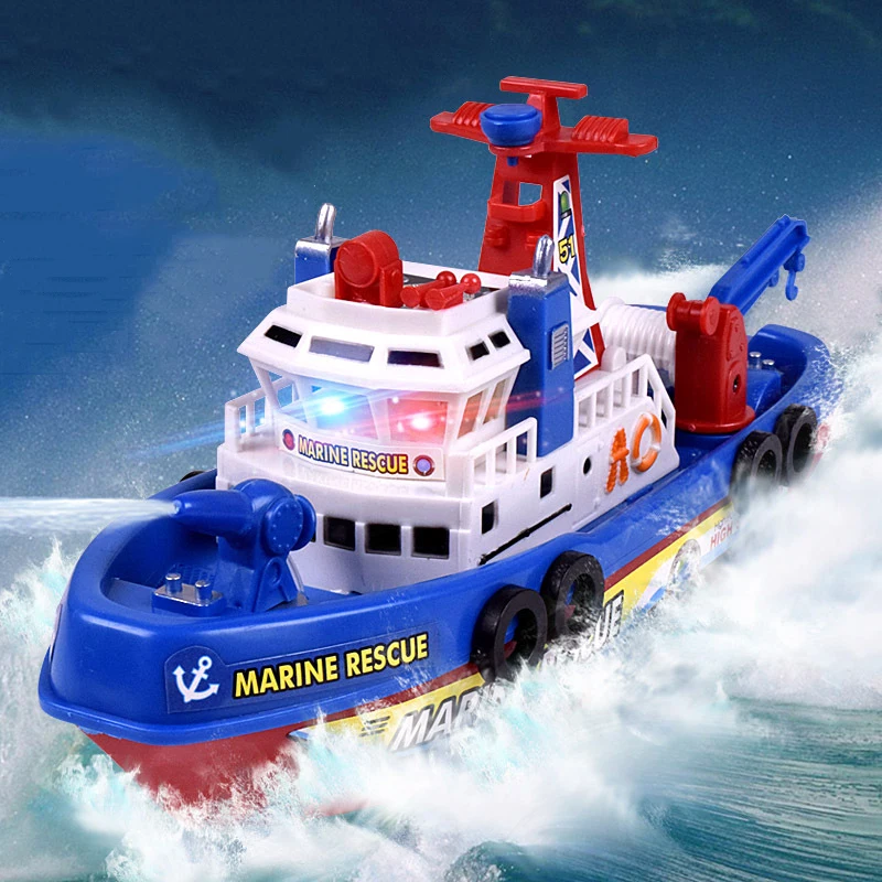 Kids Toy Fire Boat High Speed Music Light Electric Marine Rescue Non-remote Gifts RC Boats Remote Control Toys Educational Toys