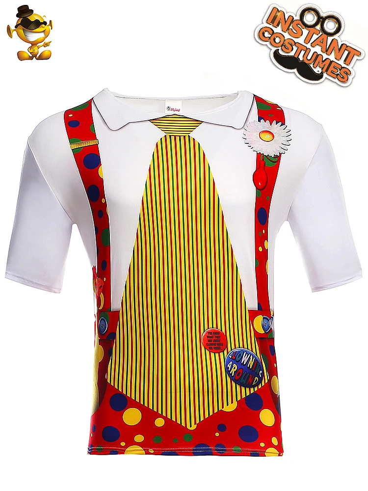 Новая мужская полосатая футболка клоуна костюм ролевая игра 3 D забавная для