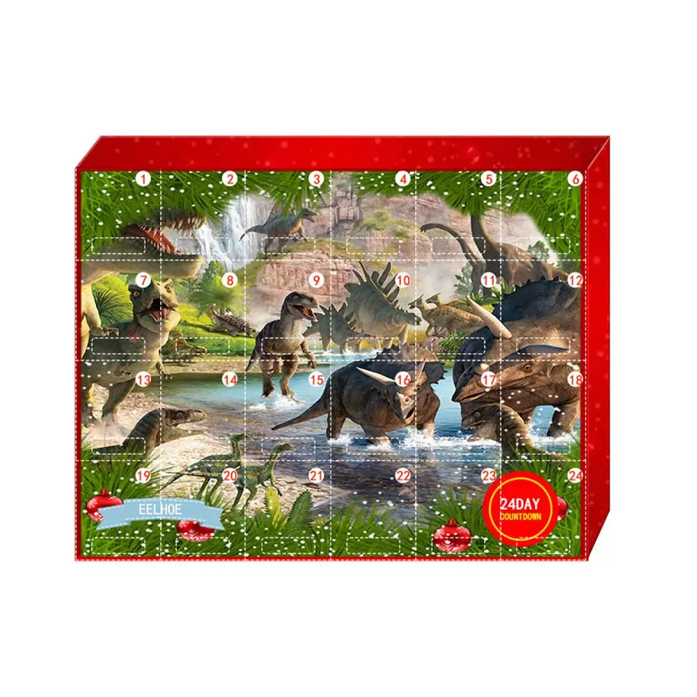 Christmas Advent Countdown Calendar 24PCS Squeeze Animal Dinosaur Pendant Toy Creative Calendar