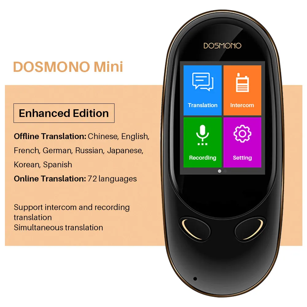 Портативный голосовой переводчик DOSMONO Wifi Поддержка офлайн перевода 8 языков