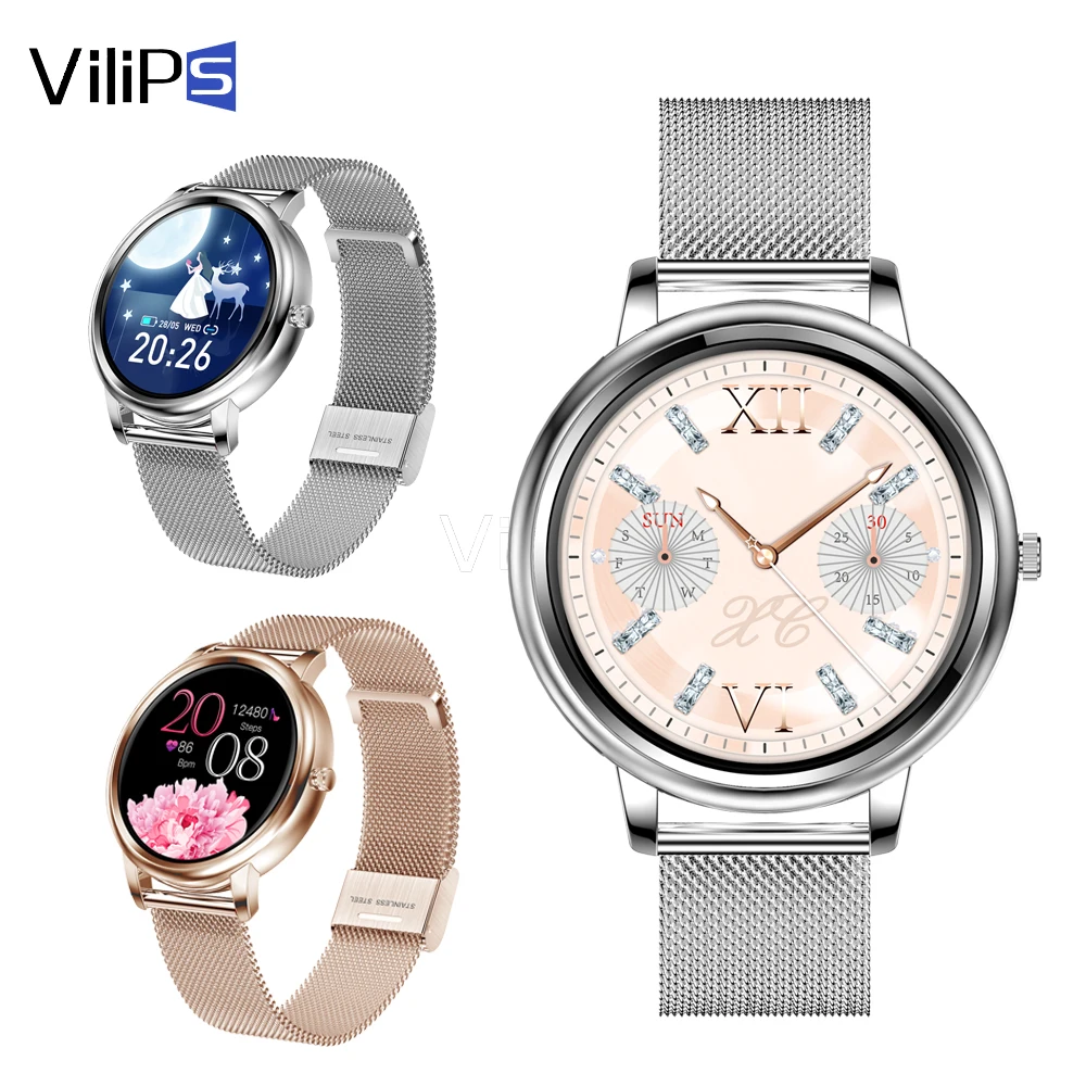 

ViliPs Elegant woman smart watch full screen touch smartwatch for Girl Heart rate customize dial For Android and IOS