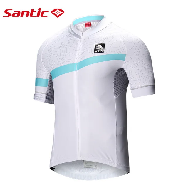 Santic мужские велосипедные шорты Джерси Pro Fit противоскользящие рукава манжеты дорожный велосипед MTB с коротким рукавом дышащие два цвета Азия S-2XL 8C02126 - Цвет: M8C02126W