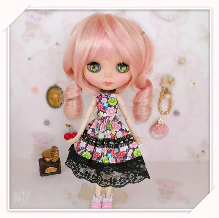Кукла 1/6 черное кружевное платье Blyth одежда(подходит для blyth, azone, ob24, Lai, mmk, ICY, кукла 1/6