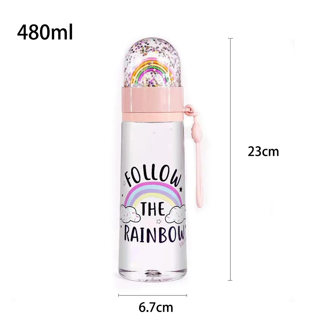Water Bottle Sports Water Bottle Sports Bottle Plastic Water Bottle Plastic Cup Water bottle cute unicorn creative micro landscape interesting design rainbow color girl portable