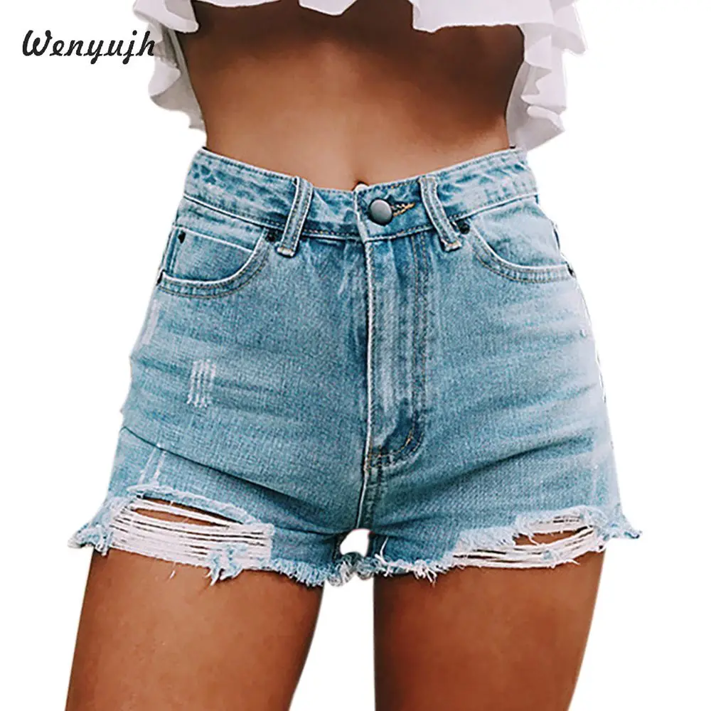 high waisted denim shorts