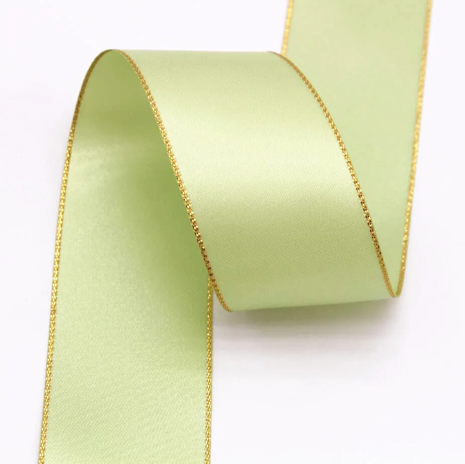 Satin Ribbons Ribbon Supplies Wrapping Ribbon Satin Ribbon Christmas Ribbon 10 Yards 10MM/22MM/38MM Glitter Gold Edge Double Sided Satin Ribbon Christmas Decor Materials Hair Bows Gift Packing New Year