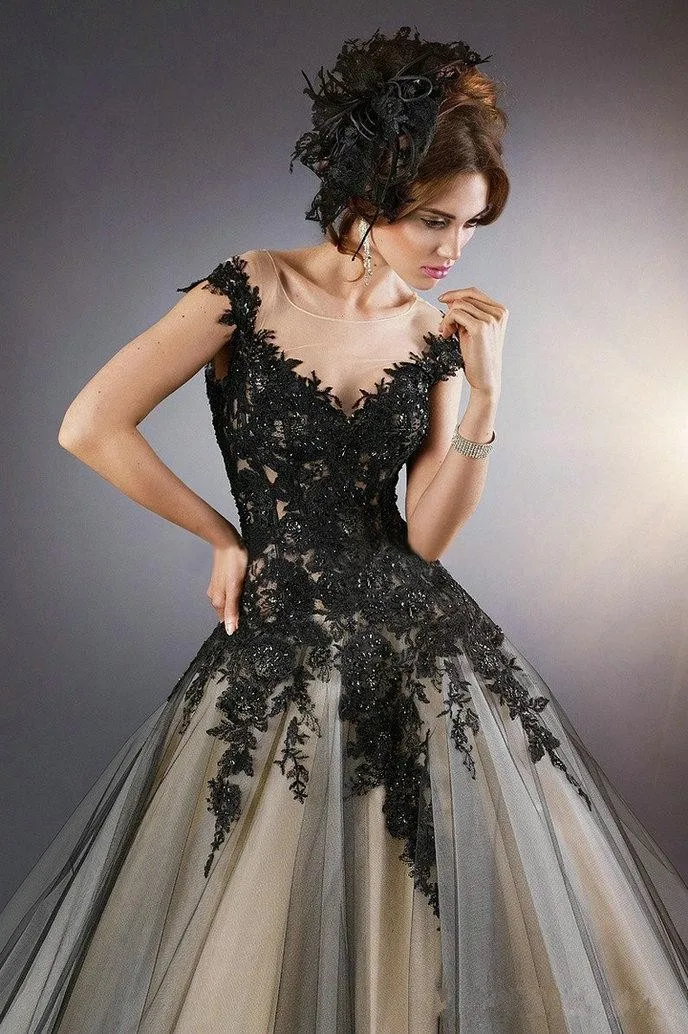 Прозрачное Черное винтажное платье vestido de noiva с аппликацией из бисера кружевное свадебное платье с коротким рукавом платья для матери невесты