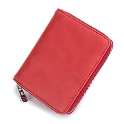 Elegant RFID Blocking Genuine Leather Card Holder & Organizer Wallet (Red)