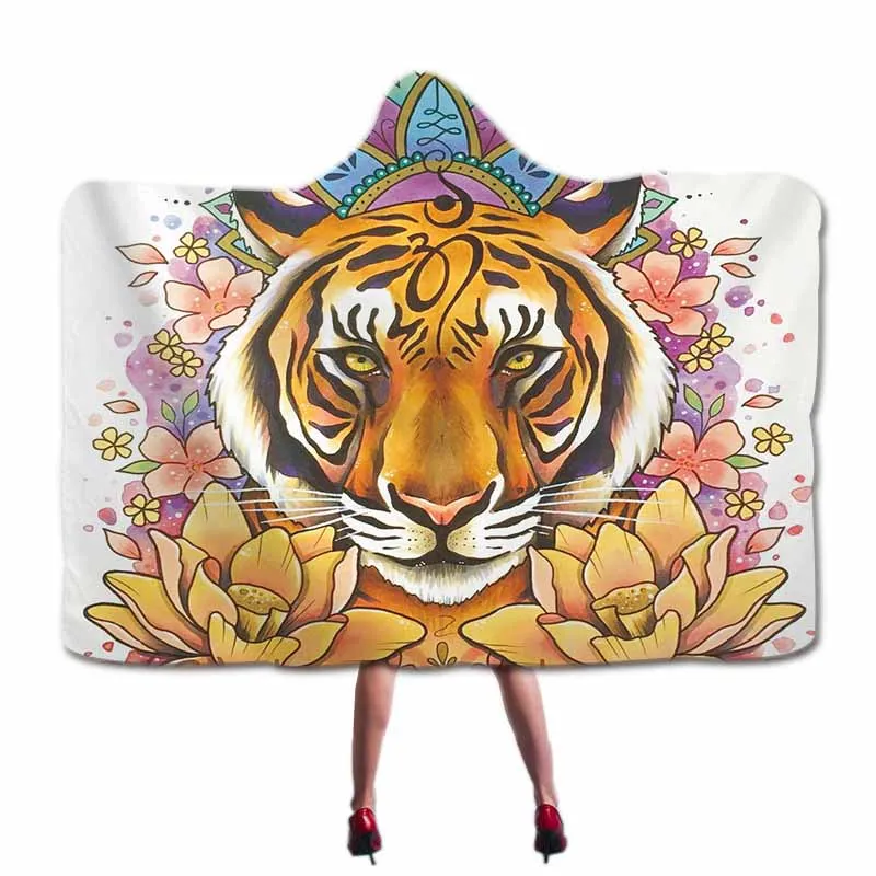 Majesty animals Tiger одеяло с капюшоном для взрослых и детей, микрофибра, толстовка с капюшоном, одеяло, офисное одеяло для короткого сна, для игр, носимая шаль, накидка - Цвет: COLOR 1