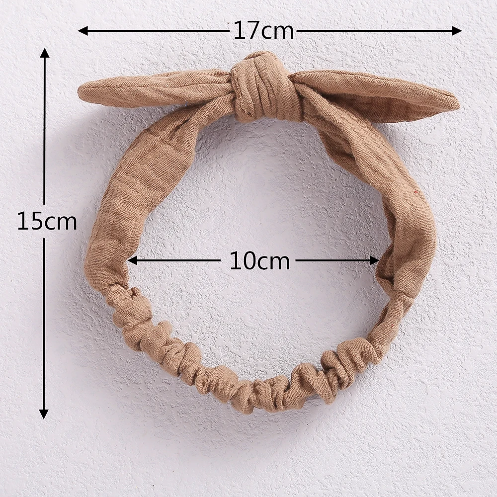 Baby Elastic Hair Bands Girls Cotton Gauze Headband Kids Muslin Knot Accessories Toddler Rabbit Ear Turban Head Wraps Children's Finger Toothbrush