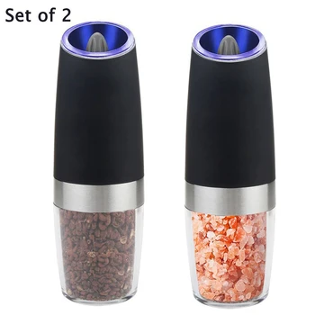

2pcs Electric Pepper Mill Manual Coffee Grinders Stainless Steel Automatic Salt Pepper Grinder with Light Kitchen Tools