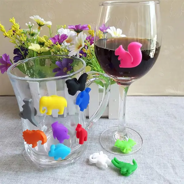 Pack of 24 Silicone Wine Glass Marker Hand Washable Animal Shape Indoor  Household Family Party Wedding Bar Mark Accessories - AliExpress