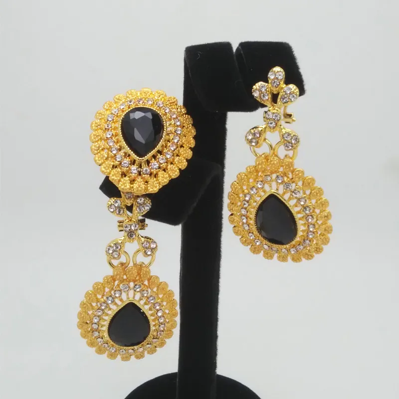 Африканский костюм Ювелирные наборы Дубай золото Цвет Нигерийский ожерелье браслет серьги наборы оптом свадебный ювелирный набор для женщин