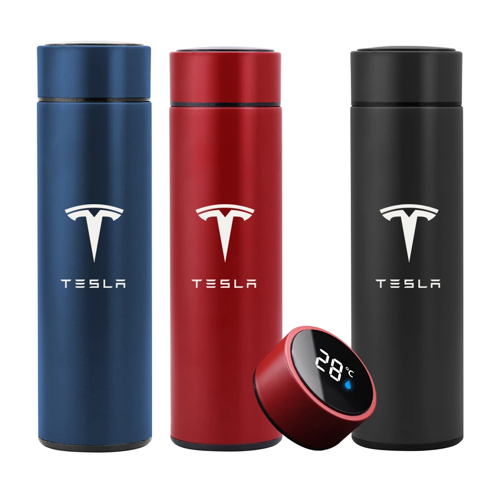Vacuum Flasks Led For Tesla Model 3 4 Digital Temperature Display Stainless Steel Insulation Mugs Intelligent Thermo Cups Vehicle Heating Cup Aliexpress
