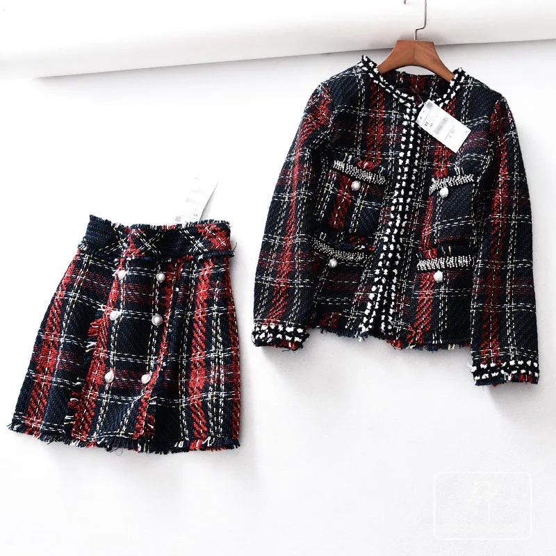

A Generation of 2018 Autumn New Style Soft It Cropped Jacket + High Waist Skirt Two-Piece Women's Entity