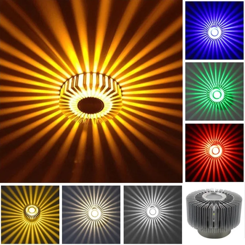 3 Вт красочный RGB Подсолнечник настенный светильник современный Led освещение для внутреннего украшения коридора прохода ресторана
