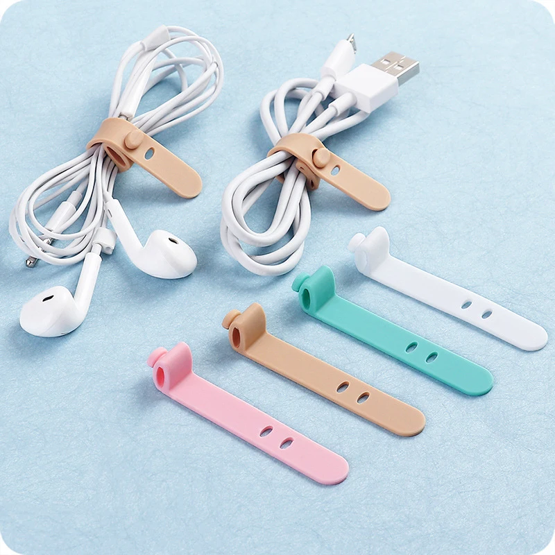 Ties Silicone Wrap Magnetic Holder Earphone Clips Cord Winder Cable Organizer 