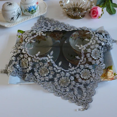 Fekete Európai Csipke Hímzés Flitter Medál Plakemat Hálószoba Tanulás Asztali Csésze Szőnyeg Kis Bútorok Élelmiszer Borító Párolék - Image 2