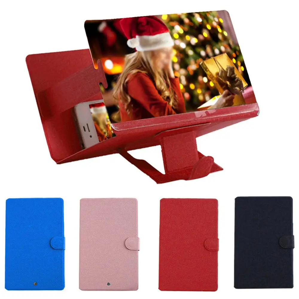 

3D Phone Screen Magnifier Tablet Holder Stereoscopic Amplifying Desktop Foldable Leather Bracket Mobile Phone Holder