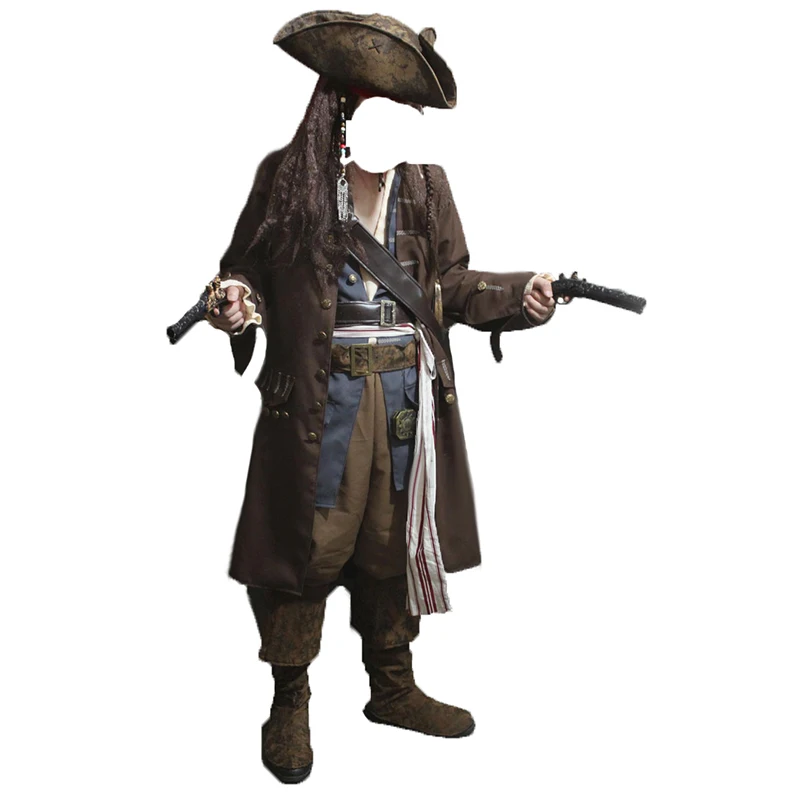 

Caribbean Pirate Adult Men Grand Heritage Collection Deluxe costume Sparrow luxury full set with wig and hat