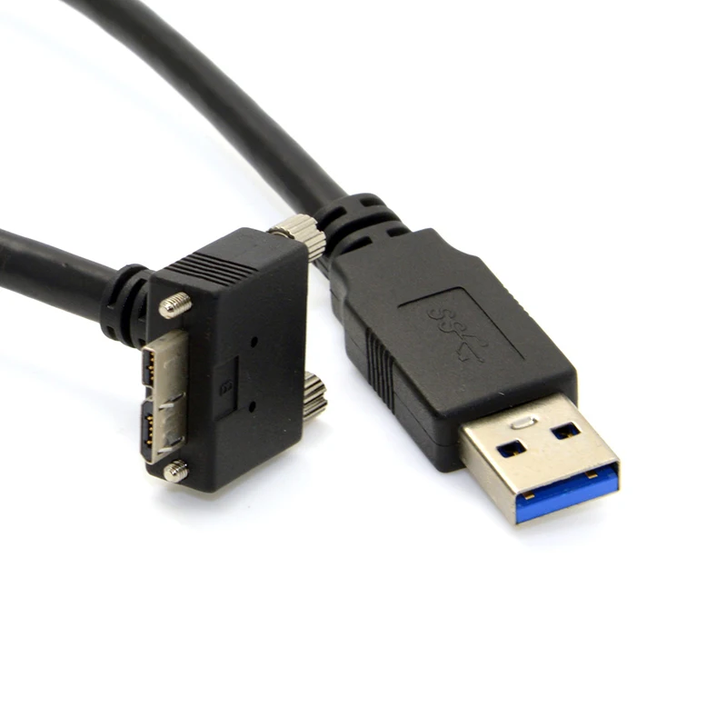 5 м Micro USB 3,0 кабель 90 градусов под прямым углом Micro USB, винт с креплением на 3,0 кабель для передачи данных для Nikon D800 D800E промышленной камеры - Цвет: Down angle