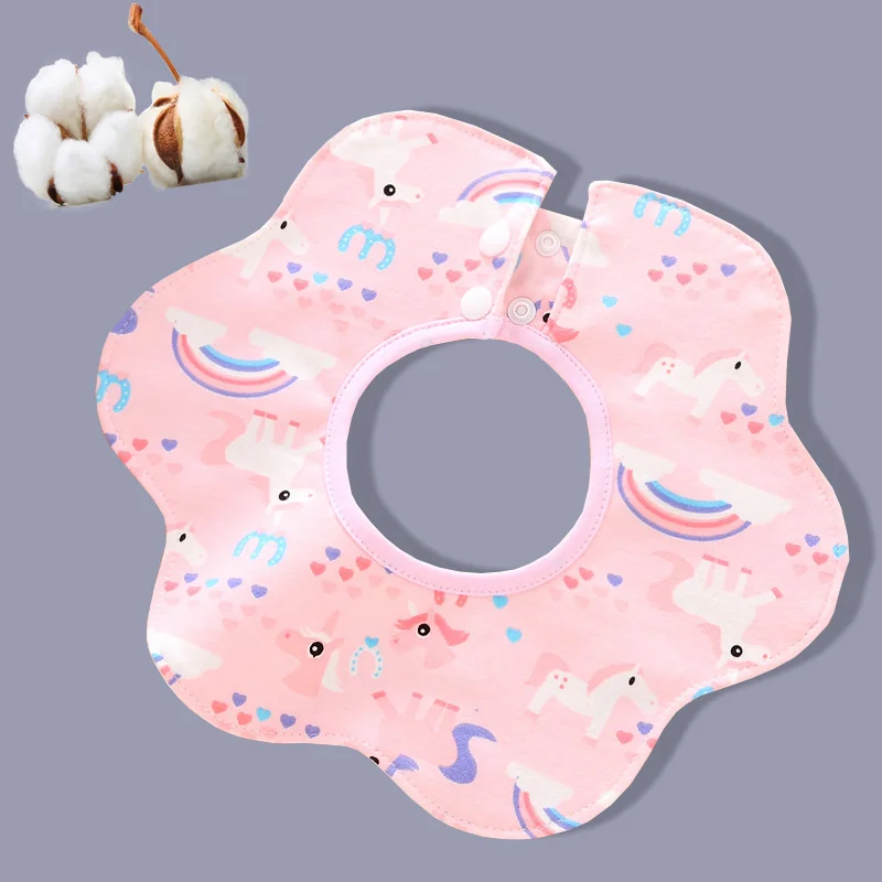 Silicone Anti-lost Chain Strap Adjustable  Baby Bibs Waterproof 360 Degree Flower Shape Stuff For Newborns Boy Girl Feeding Burp Cloth Saliva Towel Infant Apron car baby accessories Baby Accessories