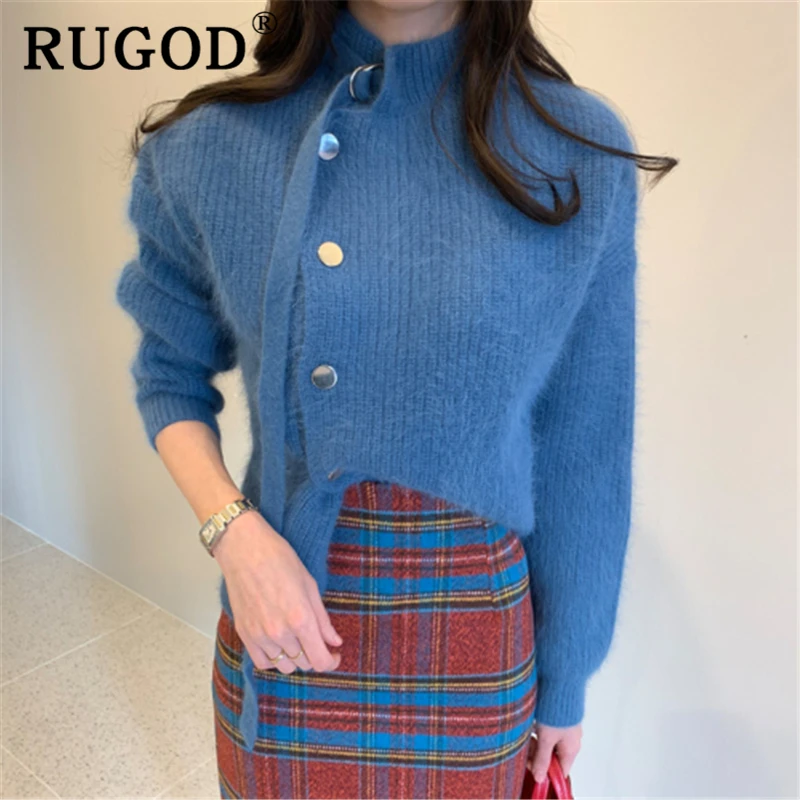 RUGOD, повседневный мягкий кардиган, свитер, женская мода, кашемир, Осень-зима, теплая, утолщенная, вязанная верхняя одежда,, винтажное Вязанное пальто