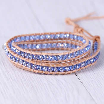 

KELITCH Braided Leather Bracelets for Women Woven Cuff Wrap Bracelet Crystal Beads Ethnic Tribal Bracelets Adjustable 2020 New