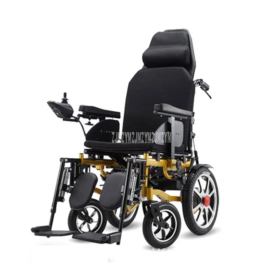 

Sit/Lying Electric Wheelchair Foldable Carbon Steel Elderly Disabled Patient 10+16 inch Wheel 24V 12Ah/20Ah Handicapped Scooter