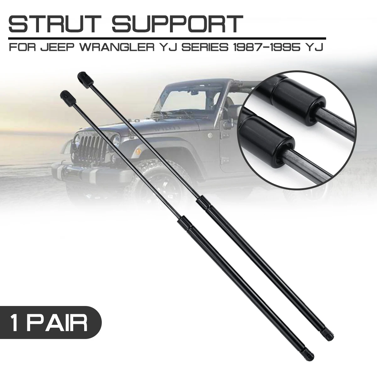 For Jeep Wrangler Yj Series 1987 1988 1989-1995 Yj 644mm Rear Window Glass  Gas Spring Shock Lift Struts Support Rod Arm Bar - Strut Bars - AliExpress