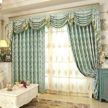 

Curtains for Living Dining Room European Style Bedroom Luxury Golden Curtains Valance Curtains Finished Product Customization
