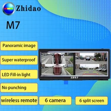 Zhidao M7 Автомобильная камера заднего хода 360, 6 Разделенный экран, автомобильная боковая камера