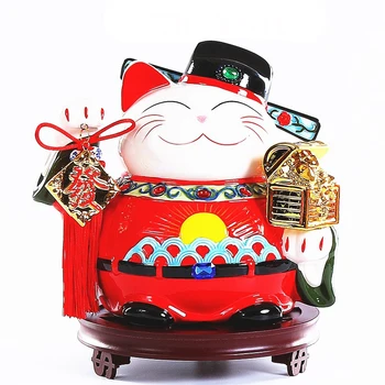 

Chinese Lucky Cat Ornament Ceramic Lucky Cat Creative Home Decoration Accessories Royal Cat Feng Shui Decor Craft