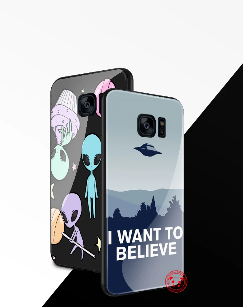 15d чужой считаем НЛО и милые Стекло чехол для samsung S7 край S8 S9 S10 Plus, Note 8, 9, 10, A10 A20 A30 A40 A50 A60 A70