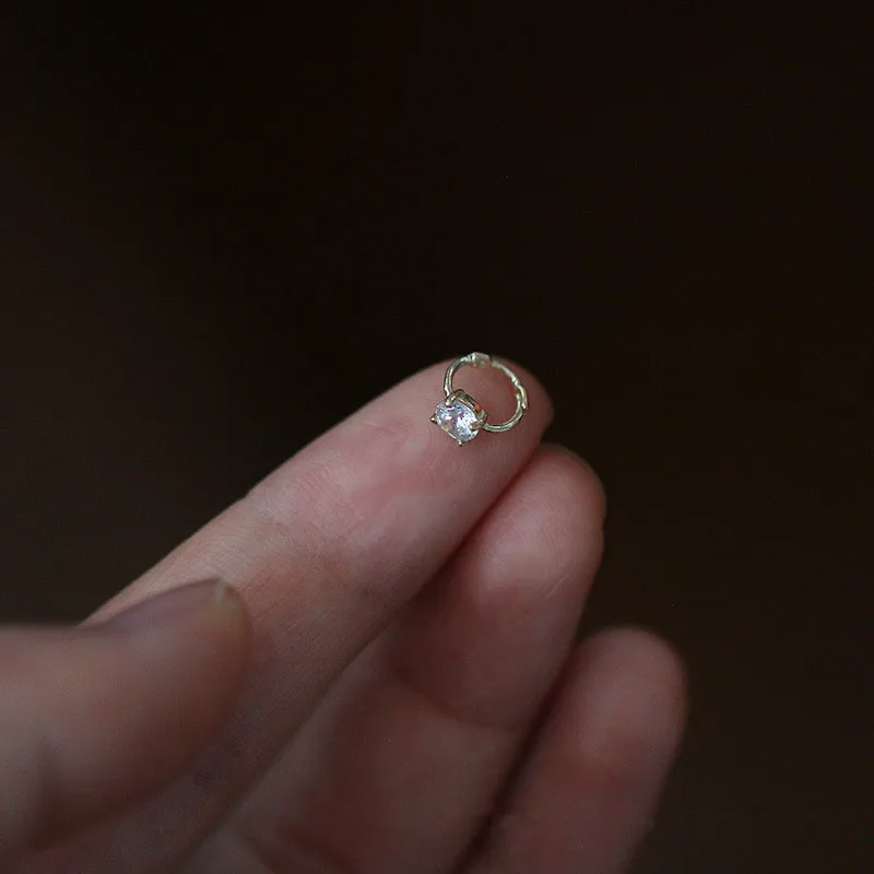 925 Sterling Silver Korea Simple Four Claws Inlaid Zircon Stud Earrings Women Plating 14K Gold Wedding Party Jewelry Gift - Image 4