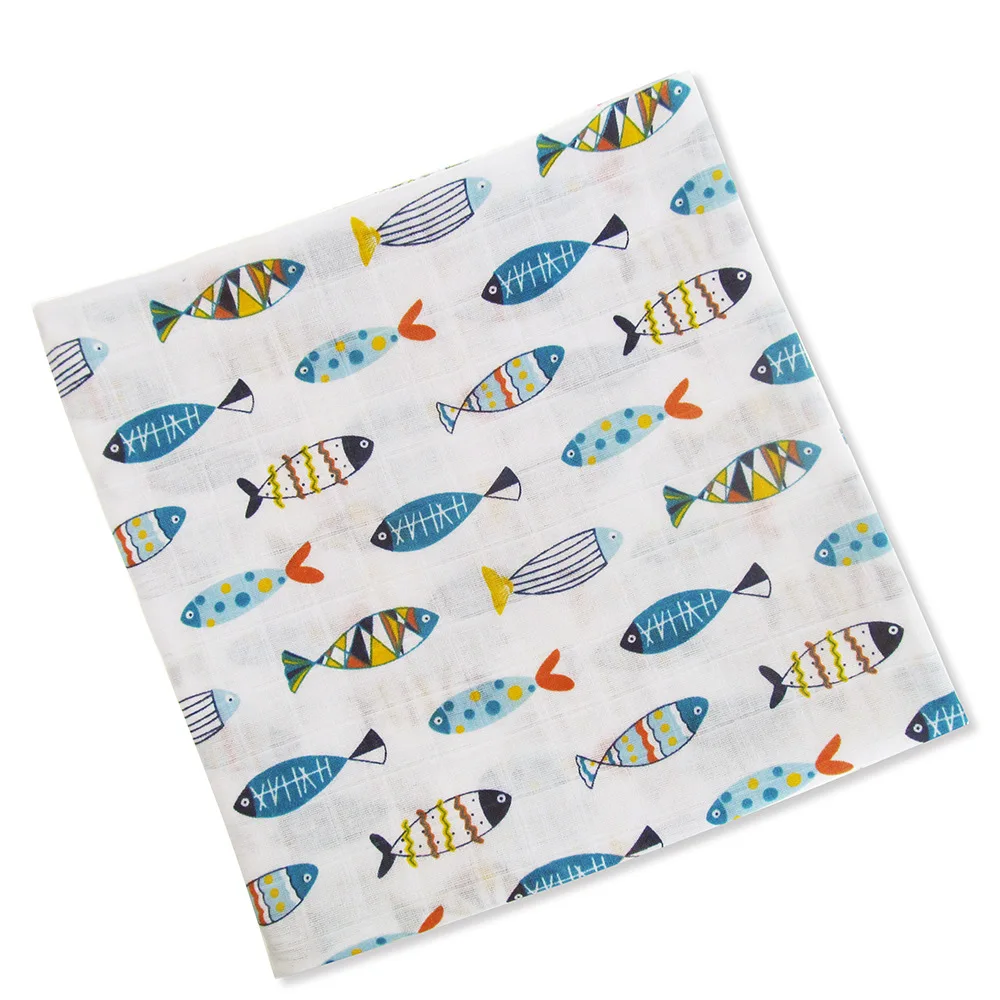 small fish Хлопок муслин квадраты пеленание детское одеяло для новорожденных Пеленание Одеяло s Муслин Хлопок Детское одеяло органическое пеленание Bebe - Цвет: small fish