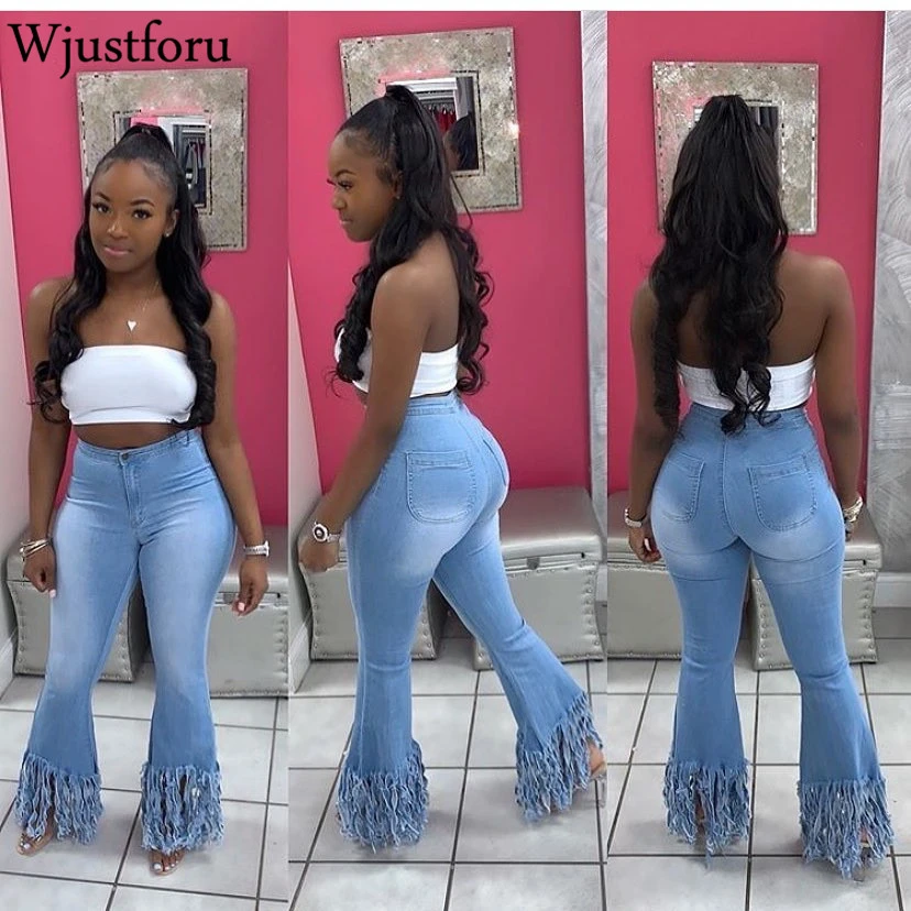 black ripped bottom jeans