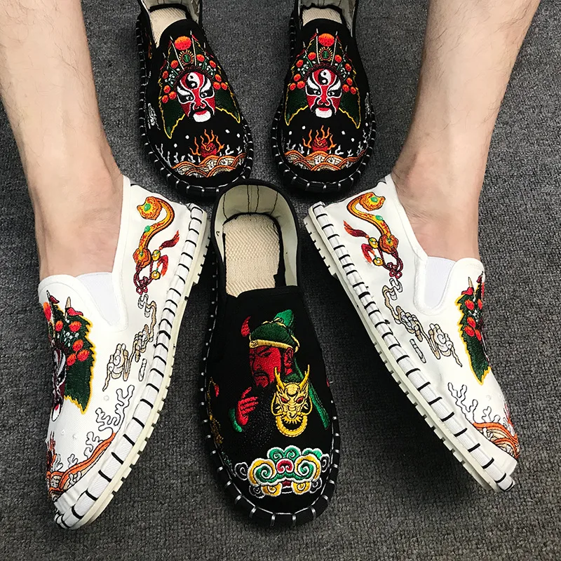 

Embroider Shoes 2019 Man Women Canvas Fashion Flats Shoes Espadrilles Loafers Light Hard-Wearing Rubber Spring Canvas Harajuku