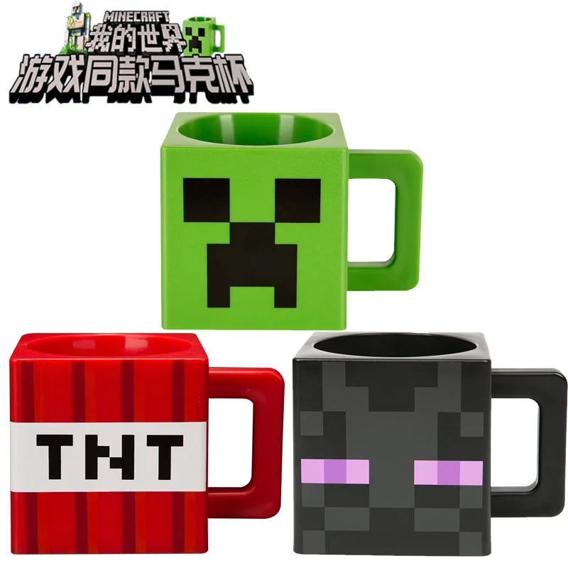 Minecrafted TNT-taza de agua con miedo, taza de plástico ambiental, dibujo animado, verde, rojo, regalo para beber, novedad