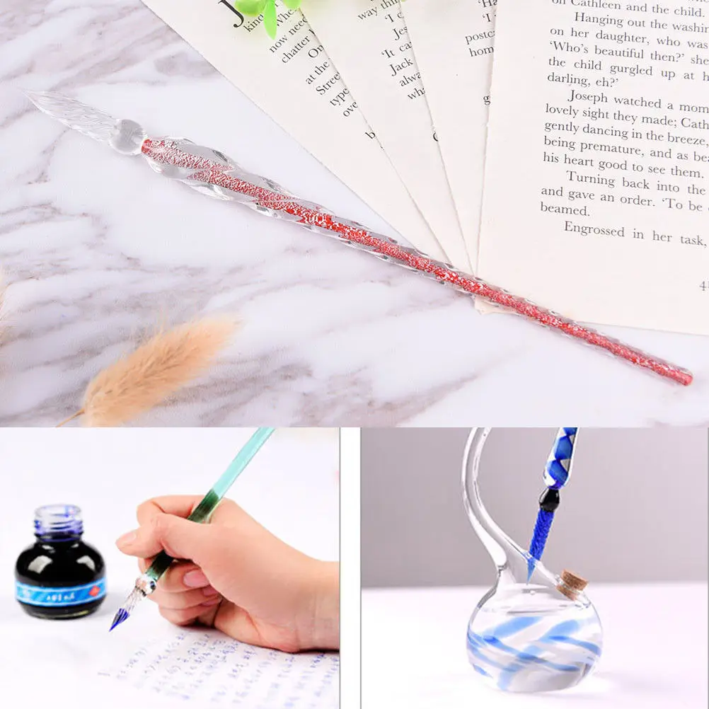 10 styles Glass Signature Pen Dip Pen Fountain Pens Crystal Dip Sign Craft Collection Supply Bussiness Offices School Stationery