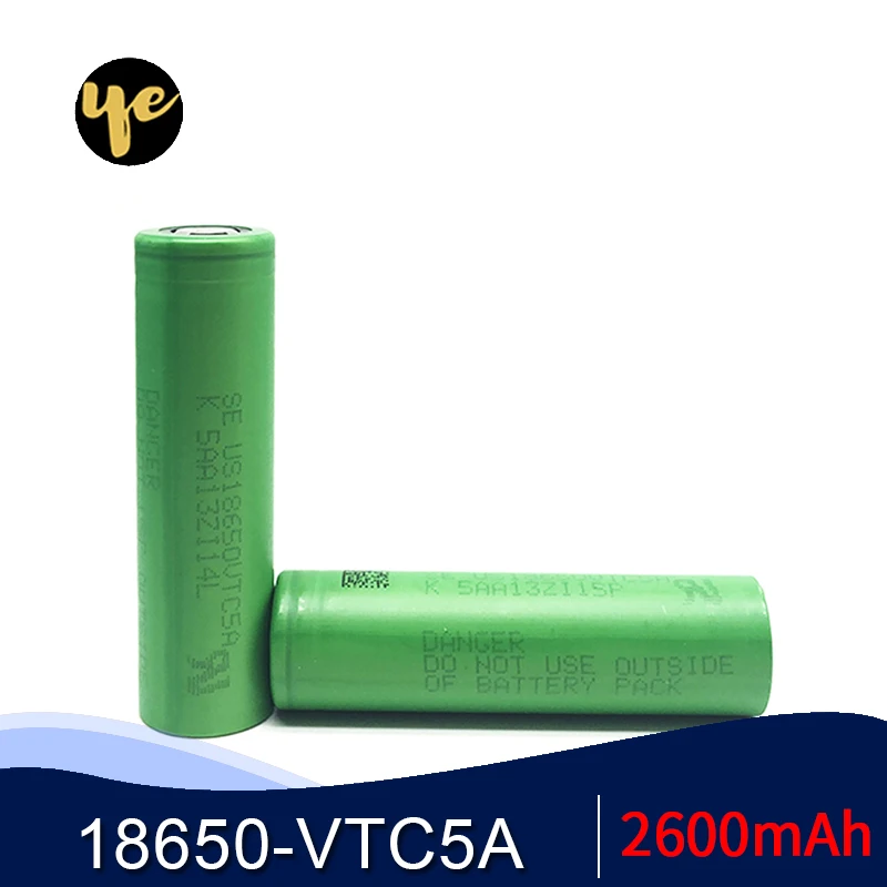2 шт. батарея 18650 35A Подлинная vtc5a 3 6 В US18650 2600 мАч непрерывная 40A vaping mods