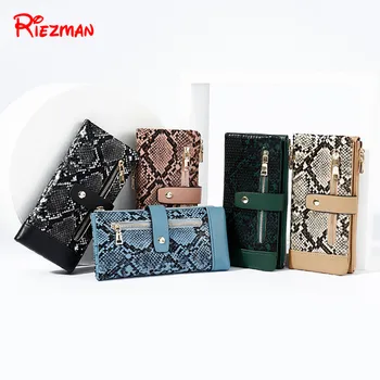 

Riezman 2019 New Women's Hand Wallets Luxury Fashion Snake Buckle Multi Card Large Capacity Zipper Long Wallet Women's Purses